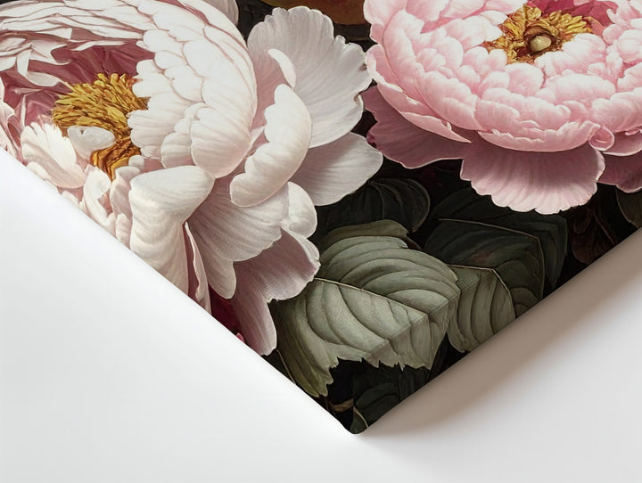 Baroque Floral Still Life Canvas – Elegant Peonies and Roses with Chiaroscuro - Gifitto