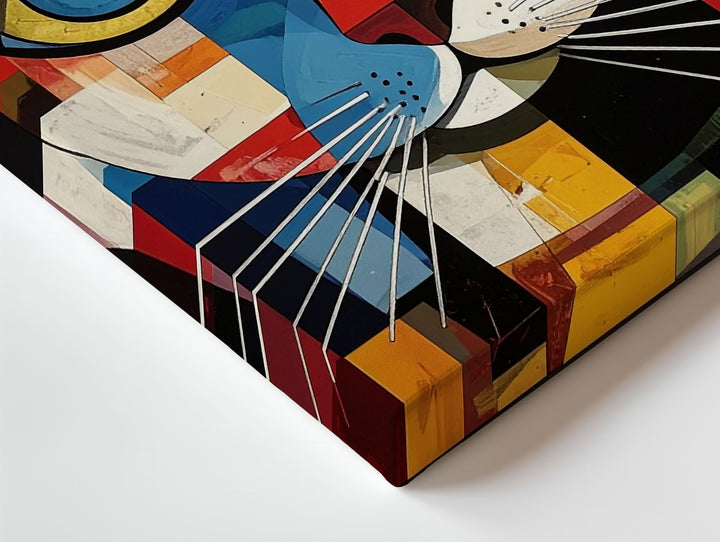 Cubist Cat Canvas – Bold Geometric Feline Portrait in Modern Art Style - Gifitto