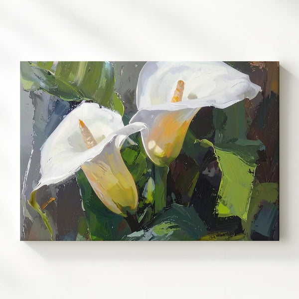 Calla Lily Serenity Canvas – Painterly White Bloom on Green - Gifitto