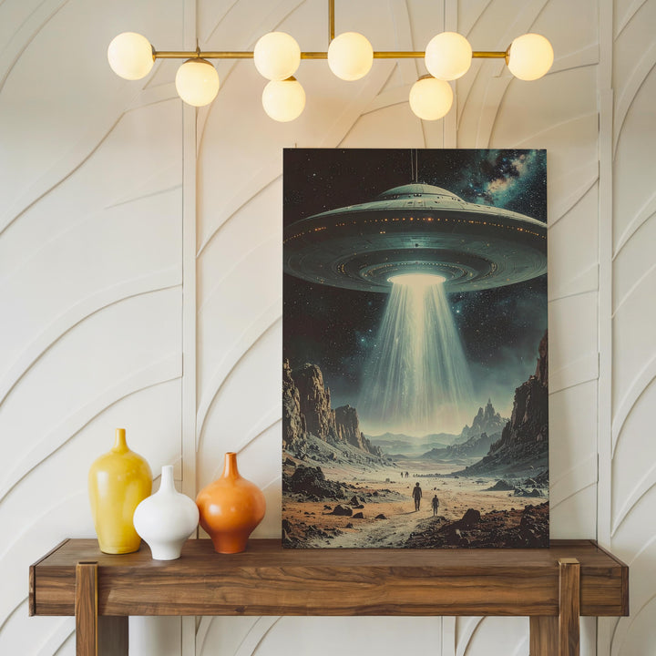 Alien Encounter Canvas – UFO & Eerie Post-Apocalyptic Landscape - Gifitto