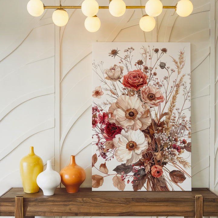 Vintage Dried Flower Bouquet Canvas – Earthy Botanical Art - Gifitto