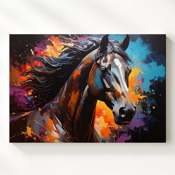 Wild Flame Horse Canvas – Abstract Expressionist Equine Energy Art - Gifitto