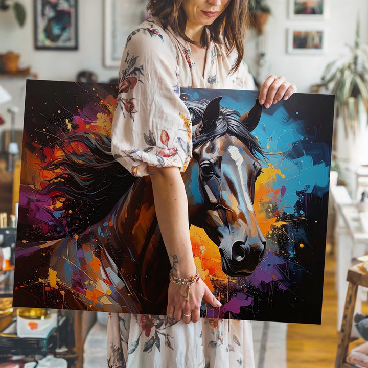Wild Flame Horse Canvas – Abstract Expressionist Equine Energy Art - Gifitto