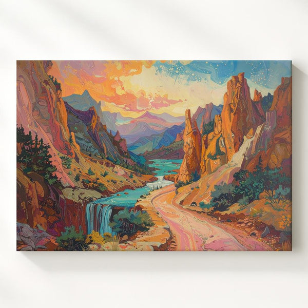 Abstract Surreal Mountain Landscape Canvas – Dreamlike Wilderness Wall Art - Gifitto
