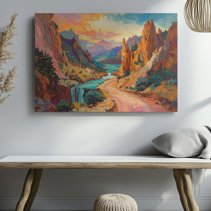 Abstract Surreal Mountain Landscape Canvas – Dreamlike Wilderness Wall Art - Gifitto