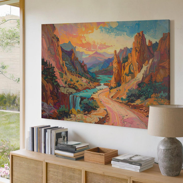 Abstract Surreal Mountain Landscape Canvas – Dreamlike Wilderness Wall Art - Gifitto