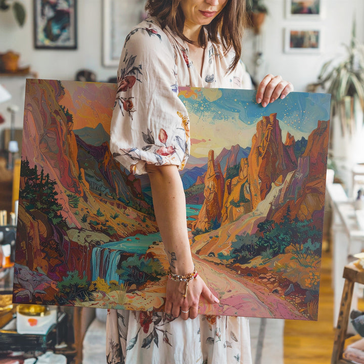 Abstract Surreal Mountain Landscape Canvas – Dreamlike Wilderness Wall Art - Gifitto