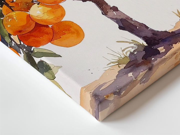 Golden Harvest Orange Tree Canvas – Watercolor Botanical Wall Art - Gifitto