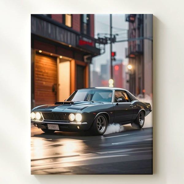 Midnight Mustang Canvas – 1969 Fastback Night Drive Wall Art - Gifitto