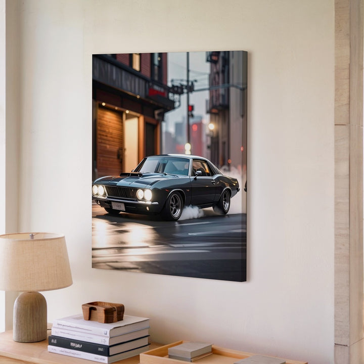 Midnight Mustang Canvas – 1969 Fastback Night Drive Wall Art - Gifitto