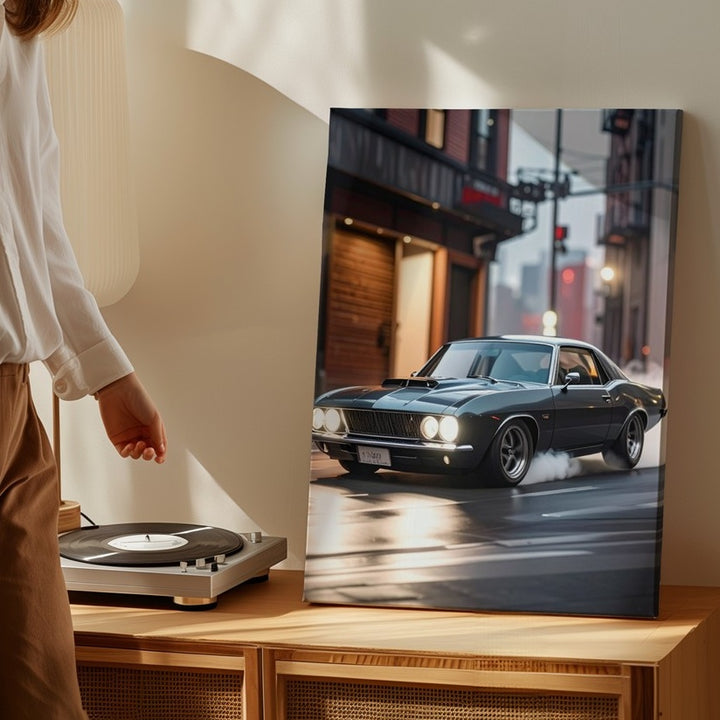 Midnight Mustang Canvas – 1969 Fastback Night Drive Wall Art - Gifitto