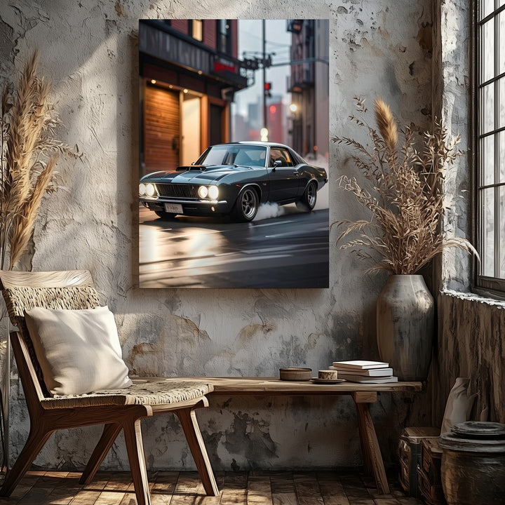 Midnight Mustang Canvas – 1969 Fastback Night Drive Wall Art - Gifitto