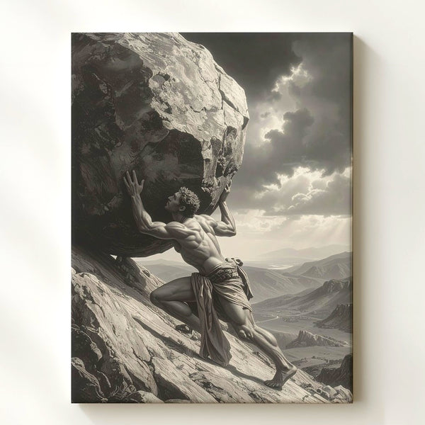 Burden of Sisyphus Canvas – Mythic Struggle and Endurance Wall Art - Gifitto