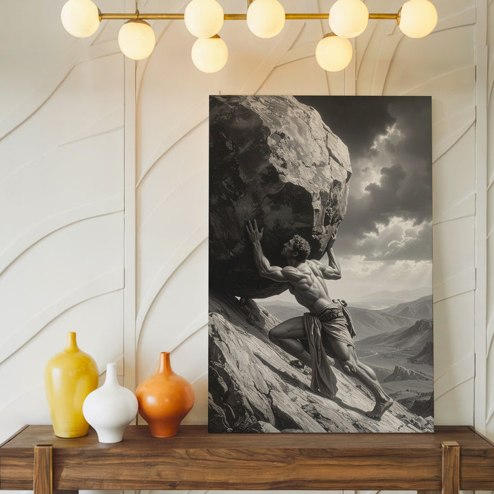 Burden of Sisyphus Canvas – Mythic Struggle and Endurance Wall Art - Gifitto