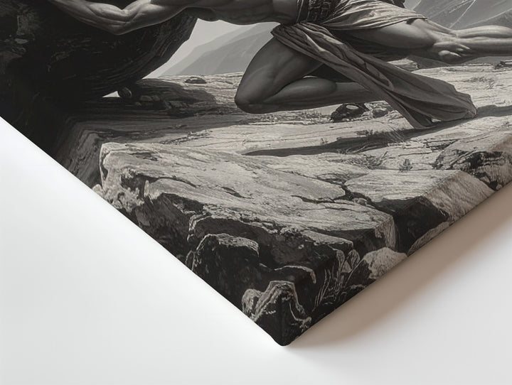 Burden of Sisyphus Canvas – Mythic Struggle and Endurance Wall Art - Gifitto
