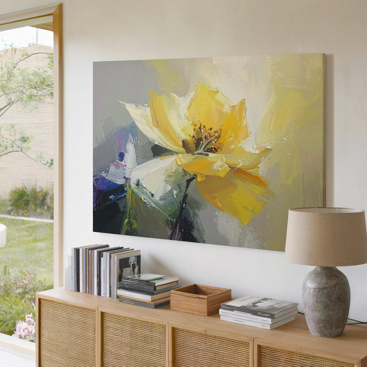 Radiant Bloom Canvas – Abstract Yellow Floral Lightburst Art - Gifitto