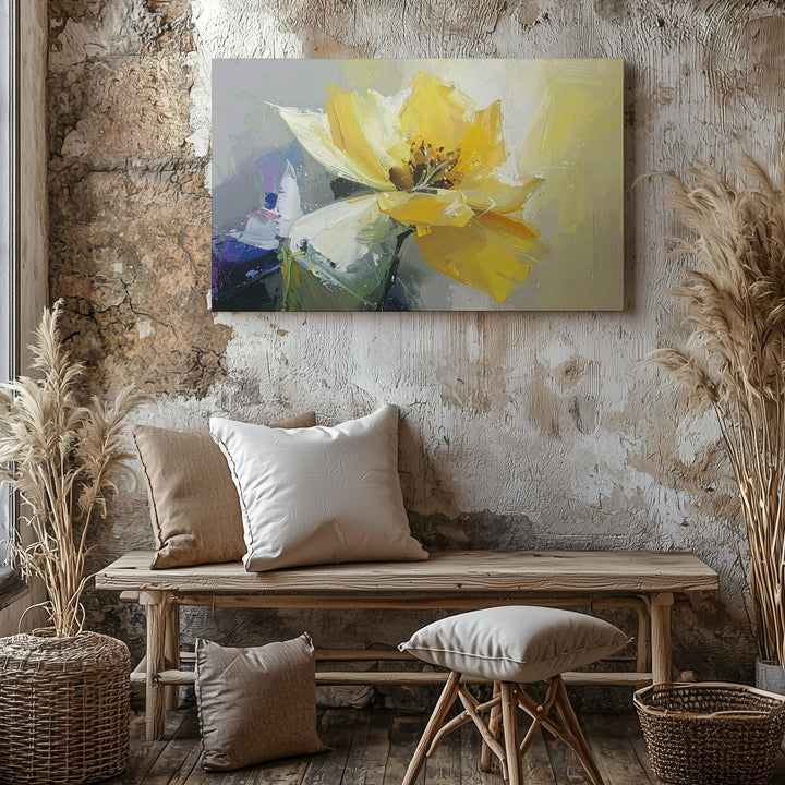 Radiant Bloom Canvas – Abstract Yellow Floral Lightburst Art - Gifitto