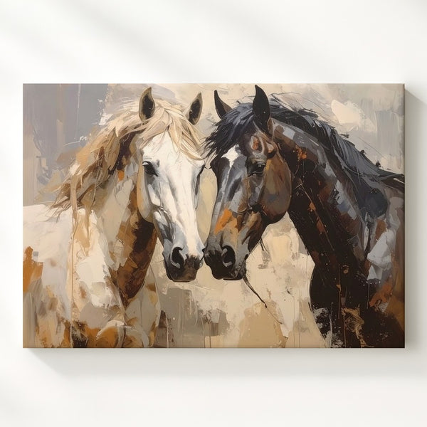 Running Companions Canvas – Expressive Dual Horse Wall Art - Gifitto