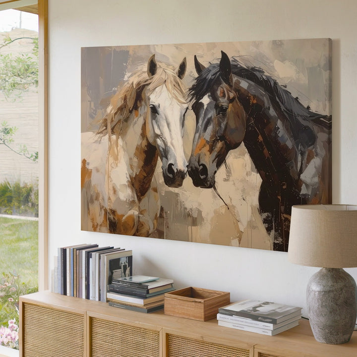 Running Companions Canvas – Expressive Dual Horse Wall Art - Gifitto