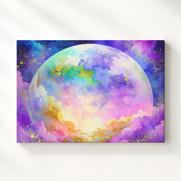 Pastel Planet Canvas – Serene World Amid Soft Nebula Clouds - Gifitto