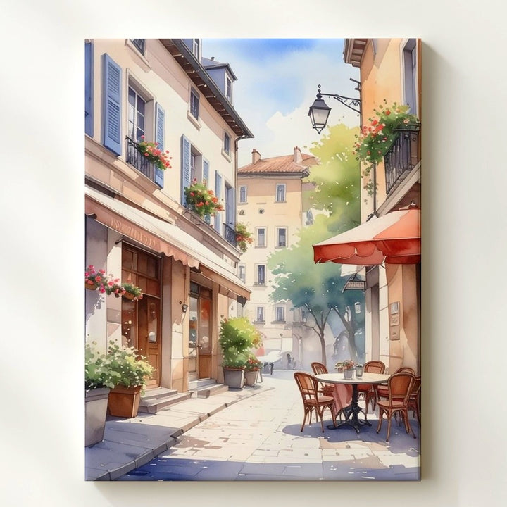 European Village Alleyway Canvas – Soft Watercolor Street Art - Gifitto