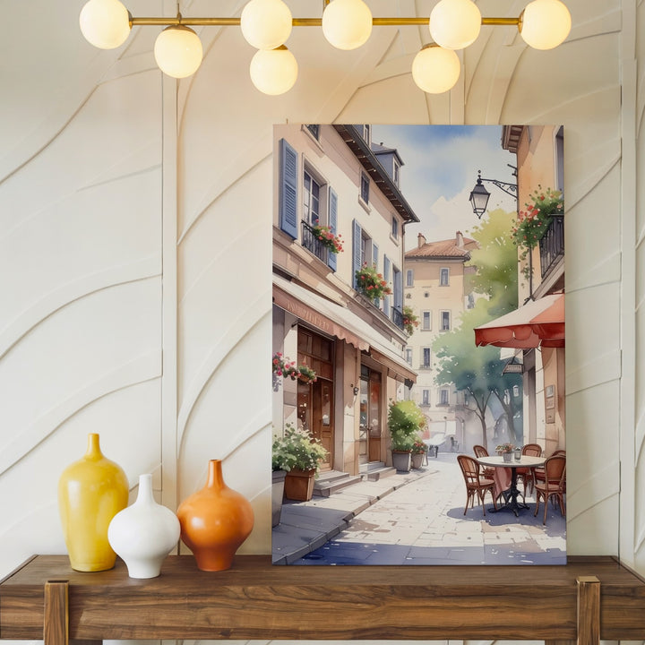 European Village Alleyway Canvas – Soft Watercolor Street Art - Gifitto