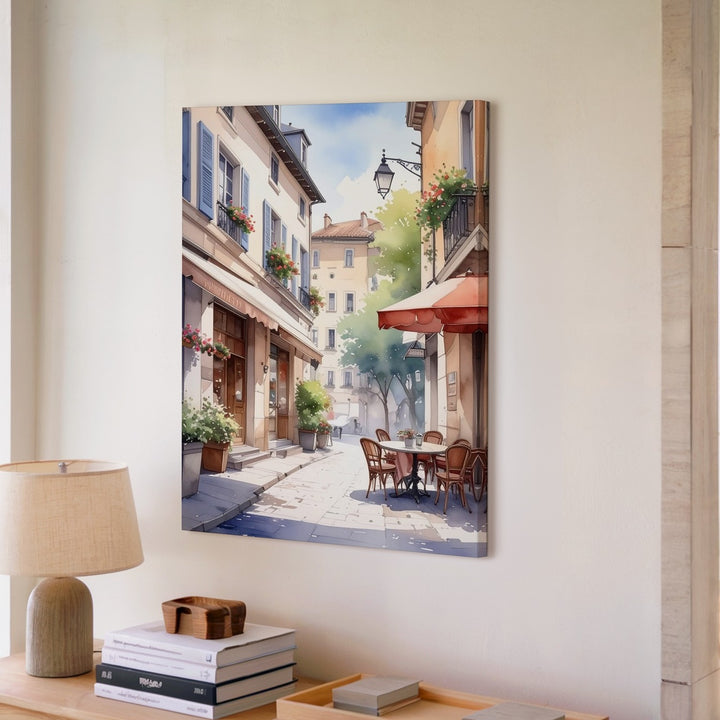 European Village Alleyway Canvas – Soft Watercolor Street Art - Gifitto