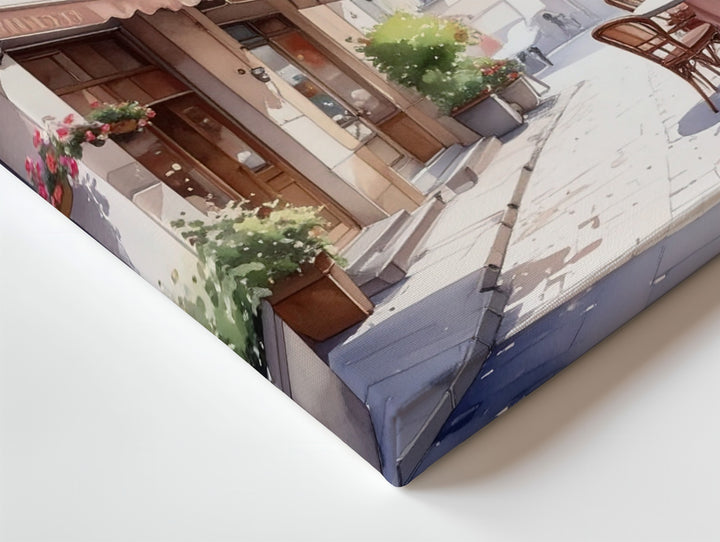 European Village Alleyway Canvas – Soft Watercolor Street Art - Gifitto