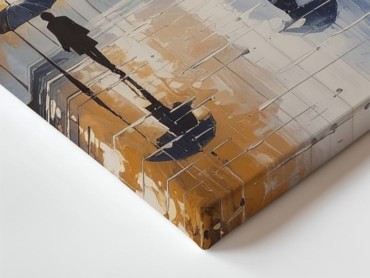 Golden Rainfall Cityscape Canvas – Poetic Urban Pathway Wall Art - Gifitto