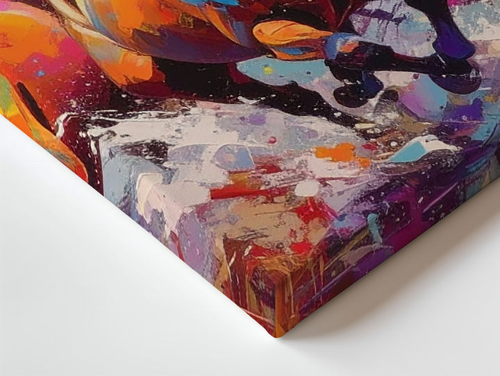 Galloping Thunder Canvas – Vivid Abstract Trio of Horses in Motion - Gifitto