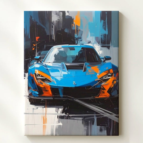 Lamborghini Huracán Canvas – Abstract Blue Supercar Performance Art - Gifitto