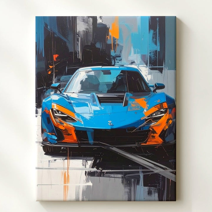 Lamborghini Huracán Canvas – Abstract Blue Supercar Performance Art - Gifitto
