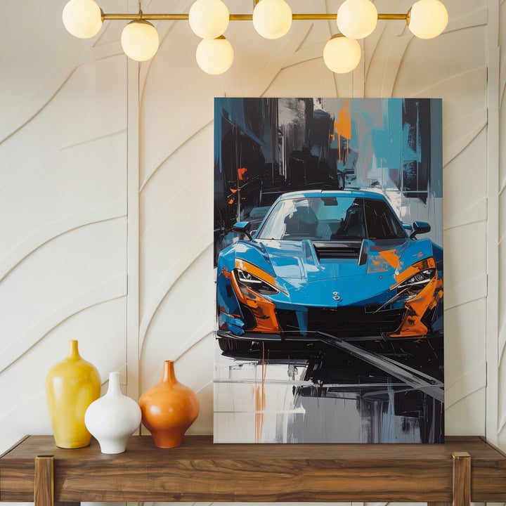 Lamborghini Huracán Canvas – Abstract Blue Supercar Performance Art - Gifitto