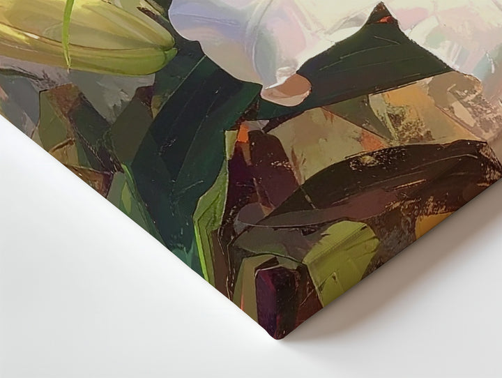 White Lily Elegance Canvas – Painterly Bloom with Earthy Tones - Gifitto
