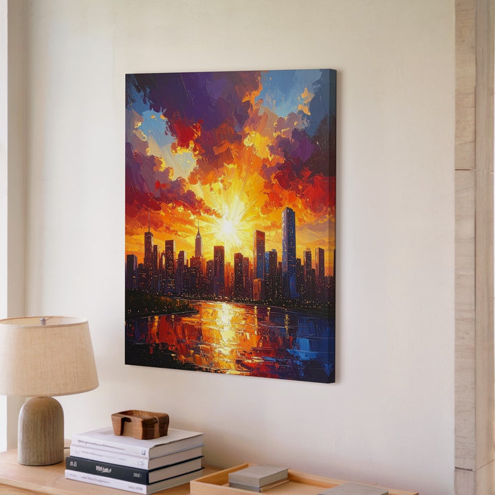 Sunset Cityscape Canvas – Vibrant Panoramic Skyline Art - Gifitto