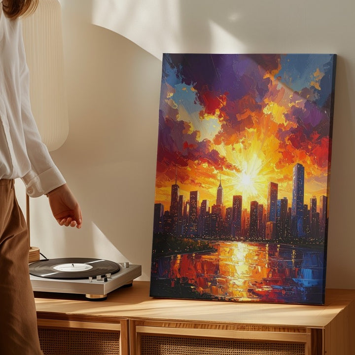 Sunset Cityscape Canvas – Vibrant Panoramic Skyline Art - Gifitto