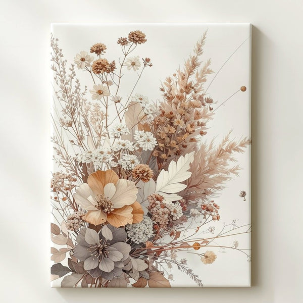 Timeless Dried Floral Bouquet Canvas – Neutral Rustic Elegance - Gifitto