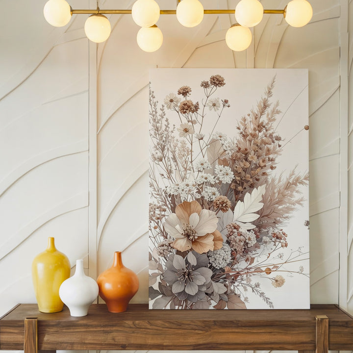 Timeless Dried Floral Bouquet Canvas – Neutral Rustic Elegance - Gifitto