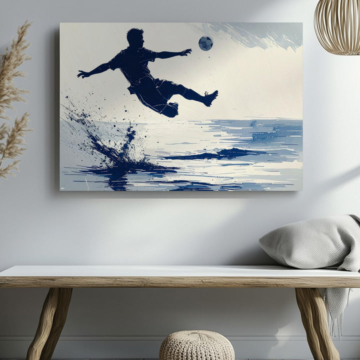 Dynamic Soccer Bicycle Kick Canvas – Bold Sports Action Wall Art - Gifitto