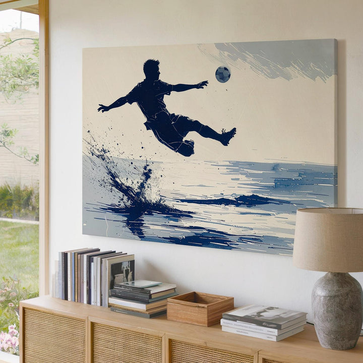 Dynamic Soccer Bicycle Kick Canvas – Bold Sports Action Wall Art - Gifitto