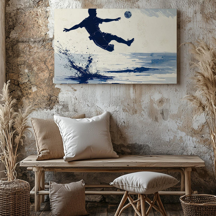 Dynamic Soccer Bicycle Kick Canvas – Bold Sports Action Wall Art - Gifitto
