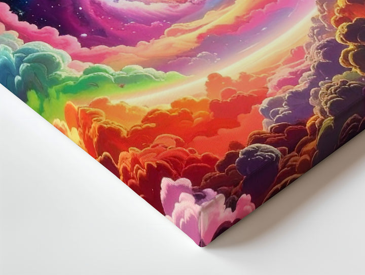Psychedelic Space Tunnel Canvas – Vivid Galaxy Through Multicolored Clouds - Gifitto
