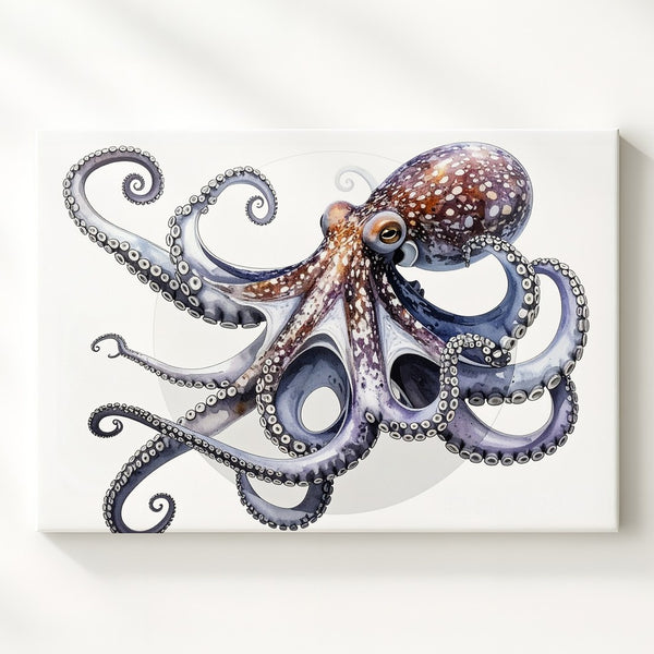 3D Rendered Purple Octopus Canvas – Modern Scientific Marine Art - Gifitto
