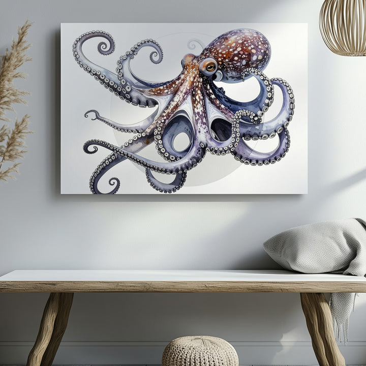 3D Rendered Purple Octopus Canvas – Modern Scientific Marine Art - Gifitto