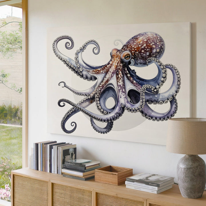 3D Rendered Purple Octopus Canvas – Modern Scientific Marine Art - Gifitto