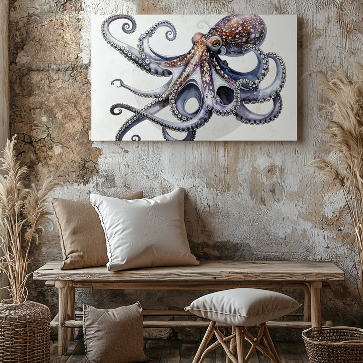 3D Rendered Purple Octopus Canvas – Modern Scientific Marine Art - Gifitto