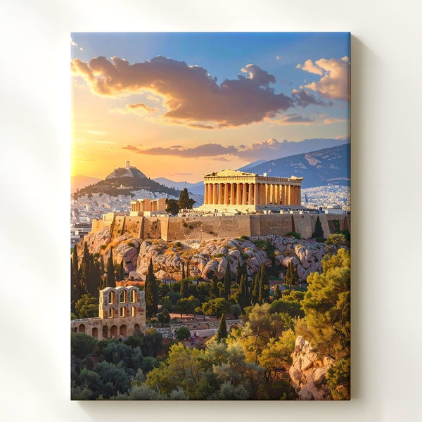 Golden Hour Acropolis Canvas – Panoramic View of Athens & Parthenon - Gifitto