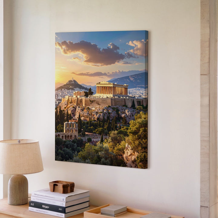 Golden Hour Acropolis Canvas – Panoramic View of Athens & Parthenon - Gifitto