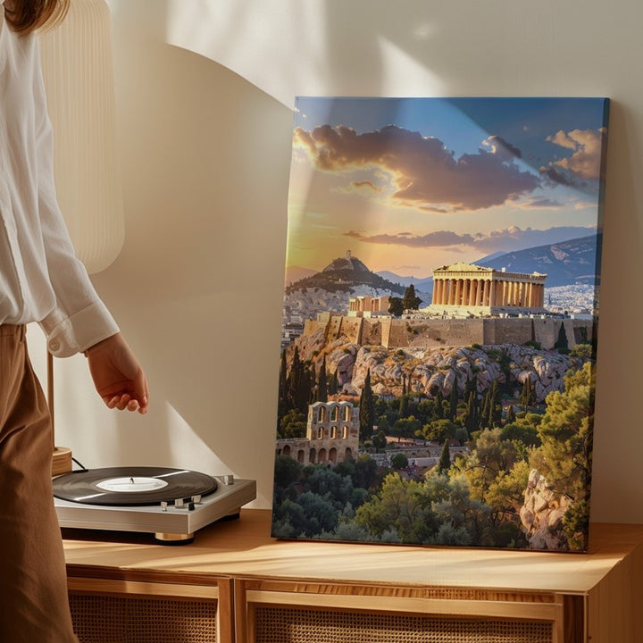 Golden Hour Acropolis Canvas – Panoramic View of Athens & Parthenon - Gifitto