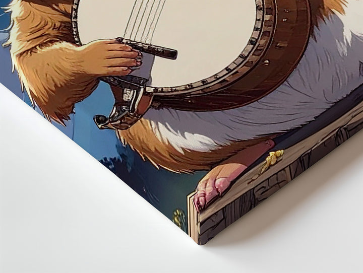 Guinea Pig Moonlight Serenade Canvas – Whimsical Animal Art with Banjo - Gifitto